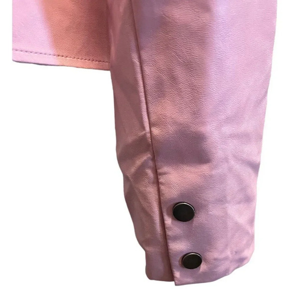 Tribal Faux Leather Jacket Blazer Ruffles Full Zip Front Womens Pink Size 6 - Picture 7 of 10
